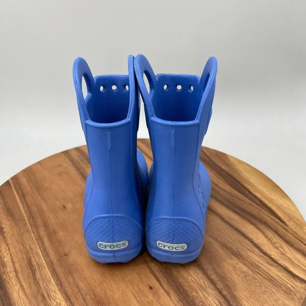Crocs Handle It Rain Boots Youth Kids C12 Sea Blue Outdoor Waterproof Unisex